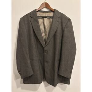Vintage USA Wool Houndstooth Blazer Men’s 50R Brown Black Sport Coat 90s Classic